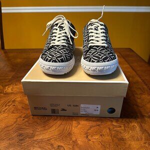 Michael Kors Black/Cream Print  Grove Lace-Up Women's Sneaker Size 10 New In Box